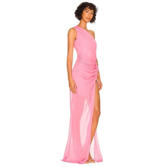 SAU LEE Helene Dress in Pink 6 New Womens Chiffon Maxi Gown - Picture 4 of 14